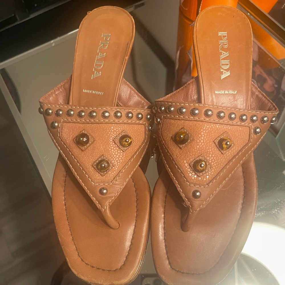Prada nude kitten heel w stones almost new gorgeous shoe